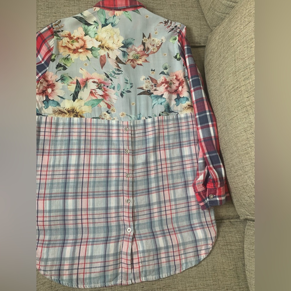 Patchington Mixed Pattern Button Down Shirt In Pl… - image 4